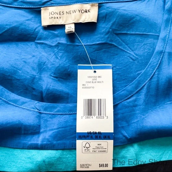 Jones New York | Sport Striped Short Sleeved June Blouse - Picture 4 of 6